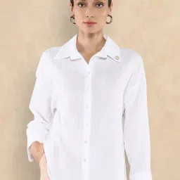 RAREISM White Cotton Blend Solid Long Sleeves Shirt-picture-32