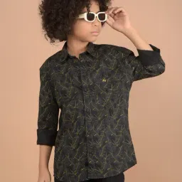 Crimsoune Club Boys Black Floral Shirt-image-66