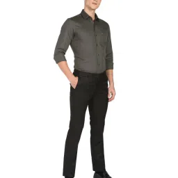 Arrow Dark Grey Cotton Slim Fit Self Pattern Shirt image 5