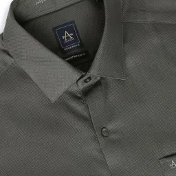 Arrow Dark Grey Cotton Slim Fit Self Pattern Shirt image 4