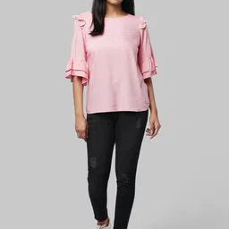 Park Avenue Woman Coral Red Solid Top image 5