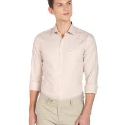 Arrow Beige Cotton Slim Fit Checks Shirt image 1