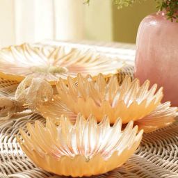 Pure Home and Living Gold & Pink Glass Flower Shaped Side Bowls - Set of 2-picture-41