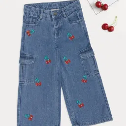Pantaloons Junior Girls Light Blue Embroidery Jeans-image-16