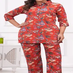 Queens Closet Printed Pure Cotton Shirt Collar Neck Top With Trousers Co-Ords-picture-35