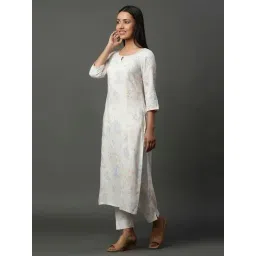 Aurelia White Printed Straight Kurta image 3