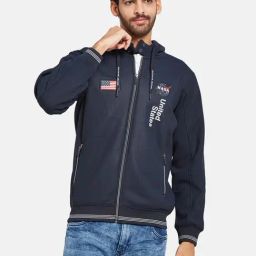 Octave Navy Blue Regular Fit Printed Hooded Sweatshirt-picture-25