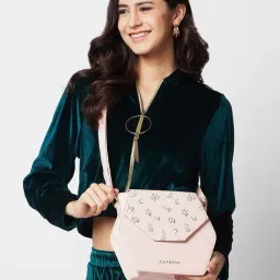 Caprese MERIDA Pink Floral Medium Sling Handbag-image-13