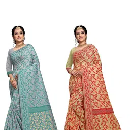 jayant creation Multicoloured Silk Cotton Jamdani Sarees-image-99