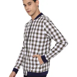 Forever 21 White Cotton Regular Fit Checks Jacket image 3