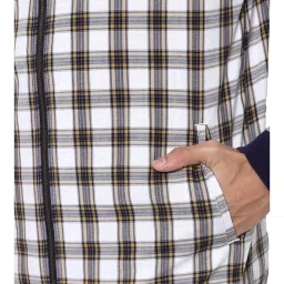 Forever 21 White Cotton Regular Fit Checks Jacket image 4