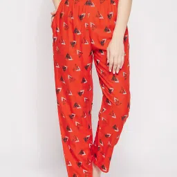 Clovia Red Printed Pyjamas image 1