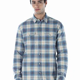Jack & Jones Men Relaxed Fit Buffalo Checked Spread Collar Pure Cotton Casual Shirt-picture-16