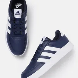 ADIDAS Men Striped Breaknet 3.0 Tennis Sneakers with Perforated Detail-image-14