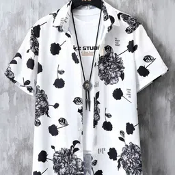 Metronaut Men Standard Regular Fit Spread Collar Floral Printed Elastane Casual Shirt-picture-18