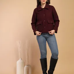 Gipsy Women Striped Woollen Longline Tailored Jacket with Patchwork image 5