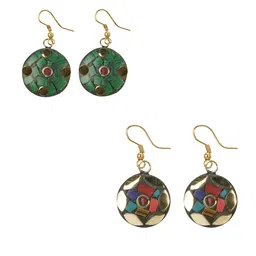 URBANELA Set Of 2 Gold-Plated Circular Drop Earrings-picture-15