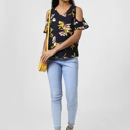 Harpa Women Navy Blue Floral Printed Top image 5