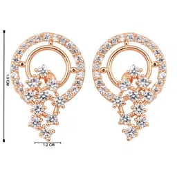 I Jewels Rose Gold-Plated American Diamond Studded & Pearls Beaded Circular Shaped Studs image 2