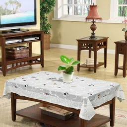 Kuber Industries White Printed 4 Seater Cotton Table Cover image 1