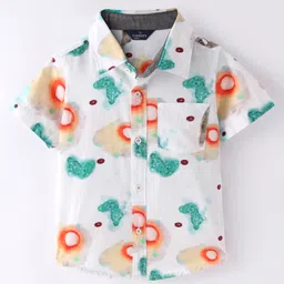 INFINITY Poplin Cotton Half Sleeves Printed Shirt - Multi-image-52