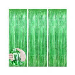 Bubble Trouble insel Curtain Backdrop, Green Foil Fringe Backdrop Curtain, 3 Pack 3.3x6.6ft Foil Curtain Backdrop, Fringe Backdrop for Parties, Streamer Backdrop Party Decorations for Birthday-picture-10