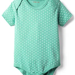 kookie kids india Kookie Kids Interlock Knit Half Sleeves Onesie With Polka Dot Print - Turquoise-picture-17