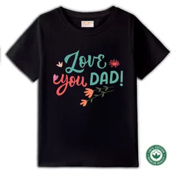 BLUSHES 100% Cotton Fathers Day Theme Half Sleeves Love You Dad Text Printed Tee - Black-picture-25