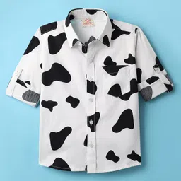 Rikidoos Full Sleeves Abstract Printed Shirt - White-picture-17