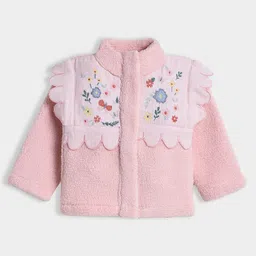 Mi Arcus Knit Full Sleeves Floral & Butterfly Embroidered Light Winter Jacket - Pink-picture-35