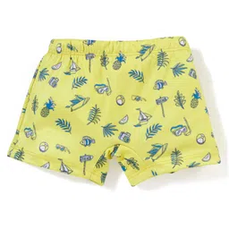 Babyhug Above Knee Length Beach Theme Swimming Trunk - Yellow image 2