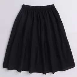 Aww Hunnie 100% Cotton Solid Tiered Skirt - Black image 3