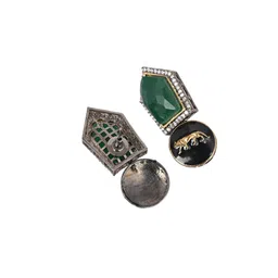 PATOLA BY VJ Gold-Plated Artificial Stones Studded Contemporary Shaped Drop Earrings image 4