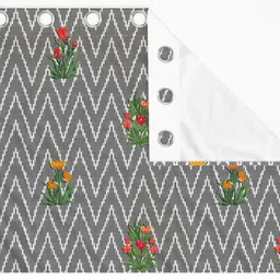 SEJ by Nisha Gupta Single Abstract Eyelet Long Door Curtain - Grey image 3