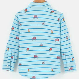 Babyhug Knitted Full Sleeves Printed Shirt - Blue image 3
