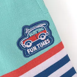 Babyhug Cotton Looper Knit Shorts Stripe Design - Multicolour image 3