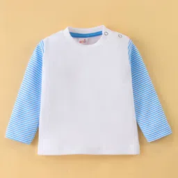 WOW Cotton Full Sleeves Dungaree Set with Elephant Applique - Blue image 3