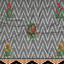 SEJ by Nisha Gupta Single Abstract Eyelet Long Door Curtain - Grey image 4