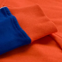 ADIDAS KIDS Cotton Knit Full Sleeves Hooded Sweatshirt with Log Graphic & Tape Detailing - Orange image 5