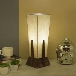 Homesake White & Brown Wood Bedside Table Lamp - Set of 2 (Bulb not included) image 1