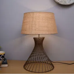 Homesake Beige & Brown Metal Spiral Base Table Lamp - Set of 1 image 1