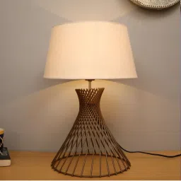 Homesake White & Brown Metal Spiral Base Table Lamp - Set of 1 image 1