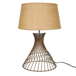 Homesake Beige & Brown Metal Spiral Base Table Lamp - Set of 1 image 2