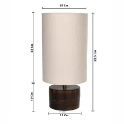 Homesake White & Brown Wood E27 Antique Base Table Lamp - Set of 1 image 5