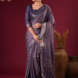 Saree Mall Purple Silk Self Saree with Blouse Piece-picture-37