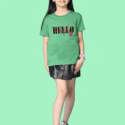 NUSYL Girls Hellow Text Printed Cotton T-shirt image 4