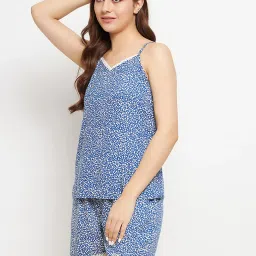 Clovia Blue Printed Top With Shorts image 3