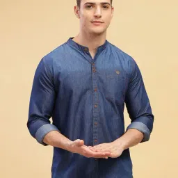 Kuons Avenue Blue Slim Fit Denim Shirt-picture-19