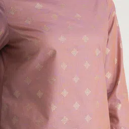 Pink Fort Pink Cotton Woven Pattern Straight Kurta image 5