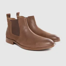 CLOG LONDON Men Brown Solid Leather Mid-Top Chelsea Boots-picture-24